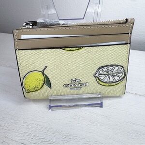 Coach Garden Glade Lemon Slim Zip Card Case Wallet SV/Garden Glade Multi NWT
